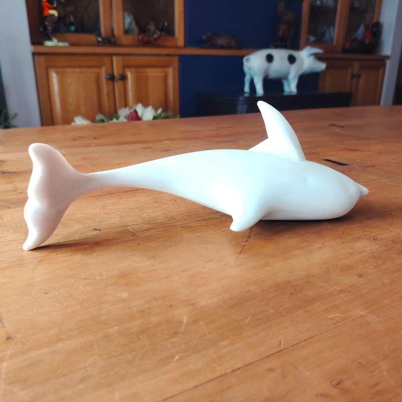 Large Crushed Marble Swimming Dolphin Sculpture