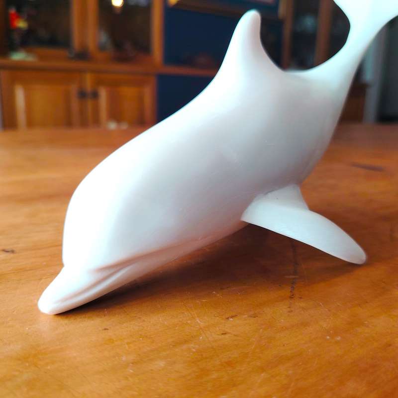 Large Crushed Marble Swimming Dolphin Sculpture