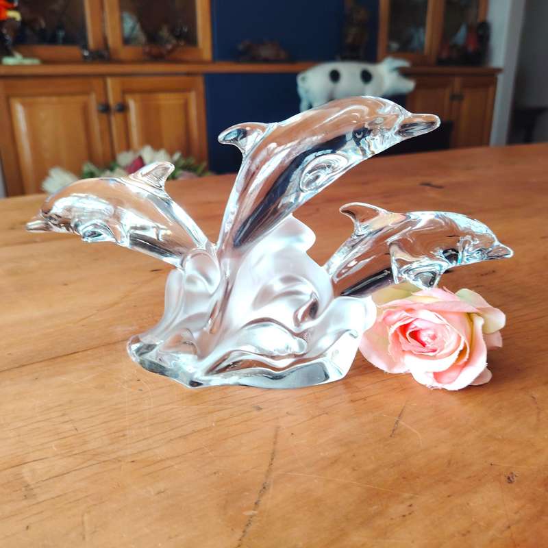 Lenox German Lead Crystal Trio of Light Dolphin Figurine