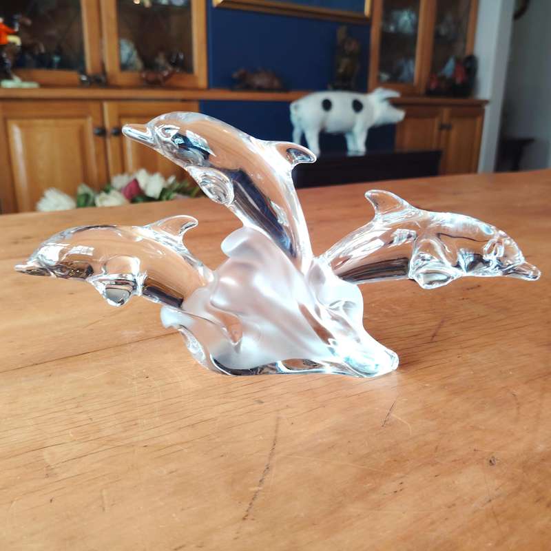 Lenox German Lead Crystal Trio of Light Dolphin Figurine