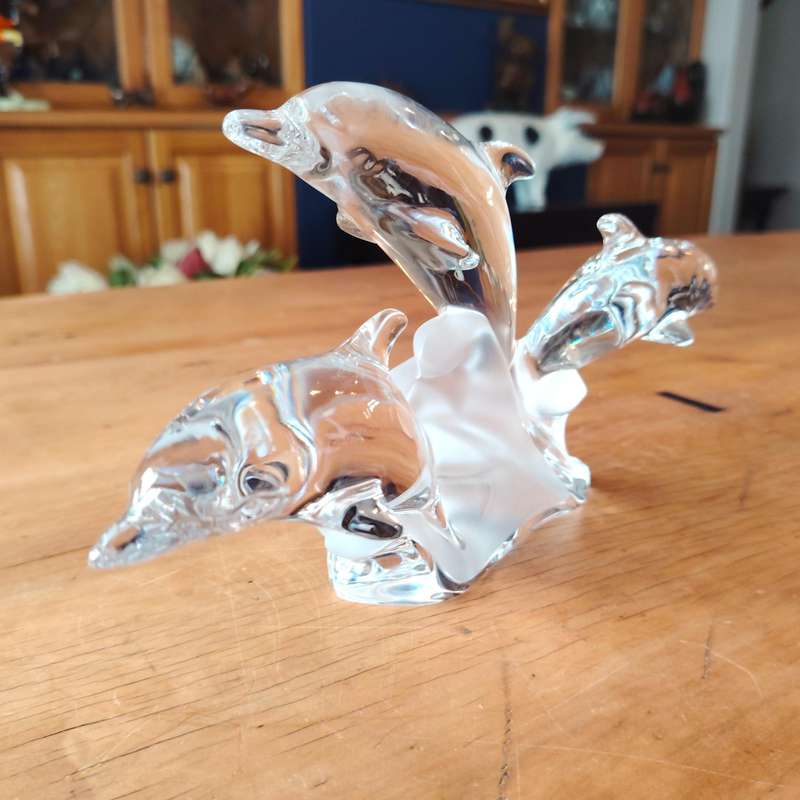 Lenox German Lead Crystal Trio of Light Dolphin Figurine