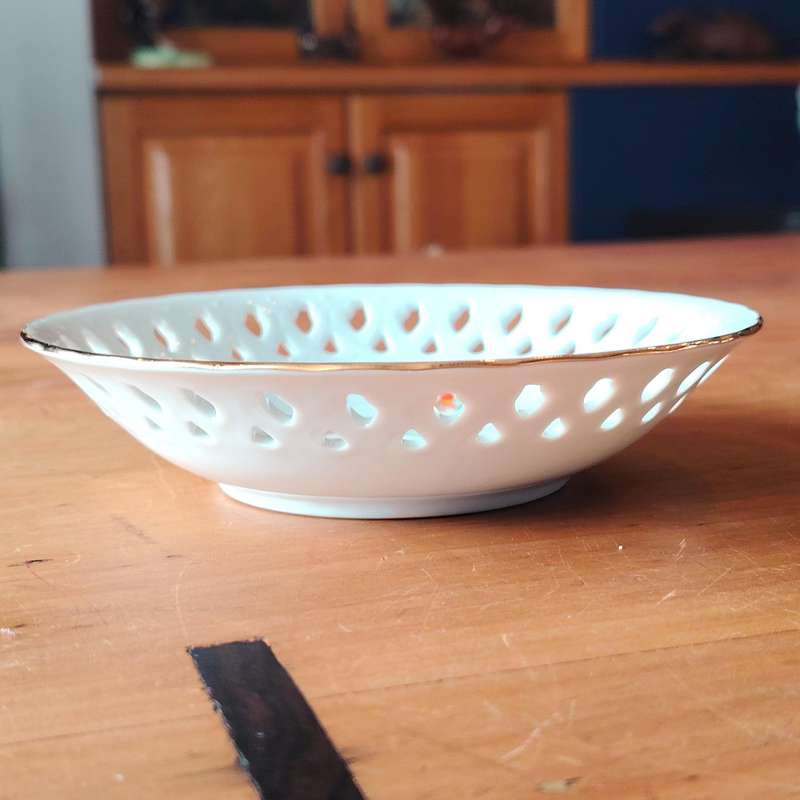 Dresden Echles Reticulated Dish Bouquet Porcelain