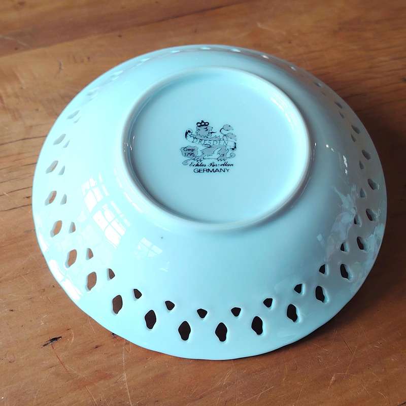 Dresden Echles Reticulated Dish Bouquet Porcelain