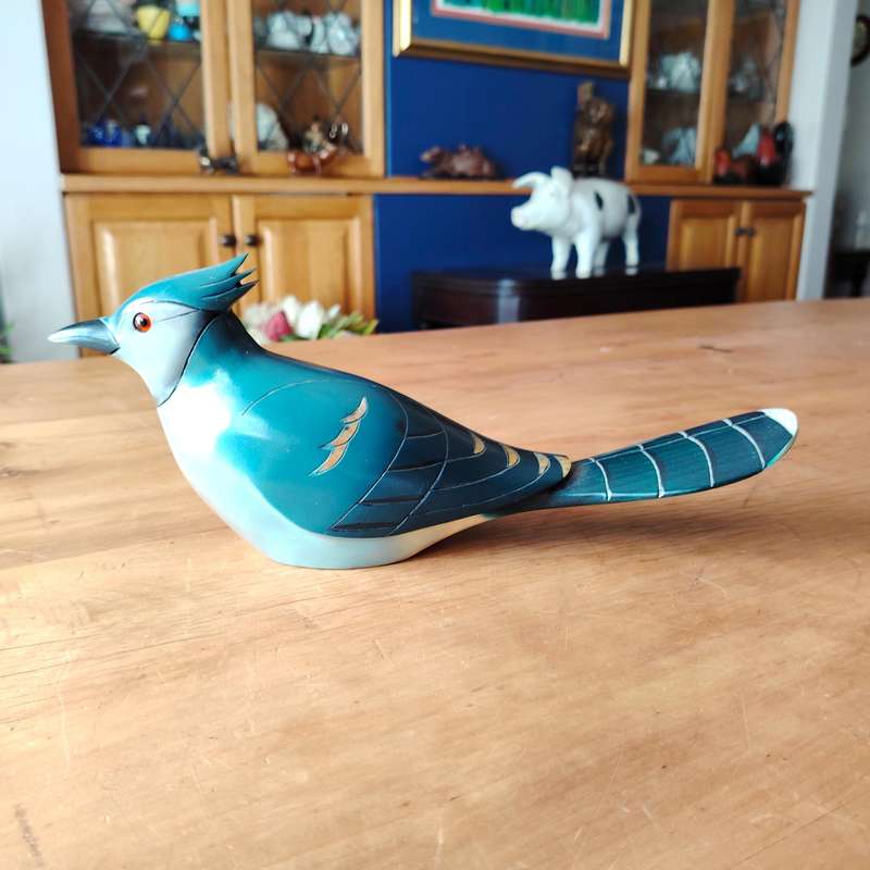 Feathers of Knysna Gallery carved and hand painted Blue Jay