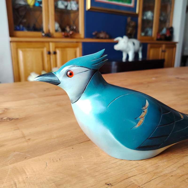 Feathers of Knysna Gallery carved and hand painted Blue Jay