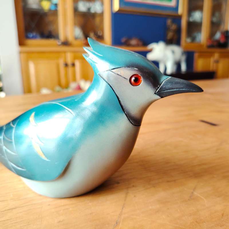 Feathers of Knysna Gallery carved and hand painted Blue Jay