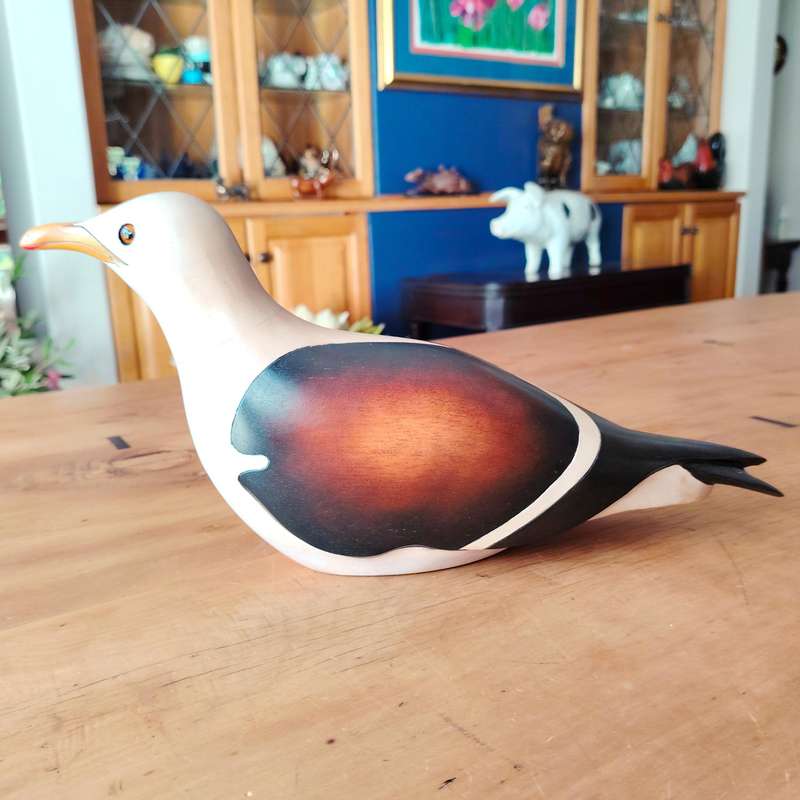 Feathers of Knysna carved and hand painted Large Male Lesser Black Backed Gull