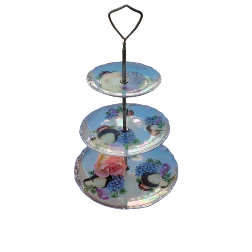 Vintage Hollywood Regency Gold Fruit Porcelain cake stand