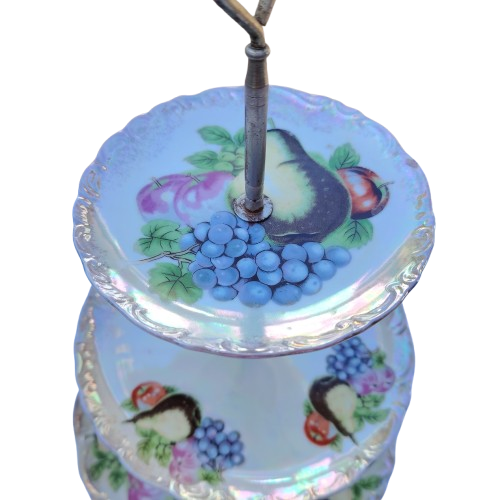 Vintage Hollywood Regency Gold Fruit Porcelain cake stand