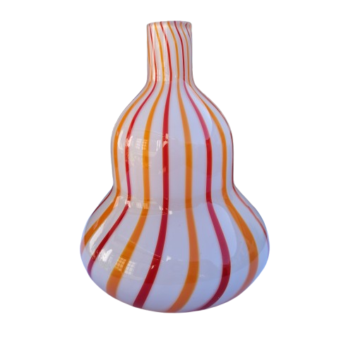 Gourd-shape Orange Red Swirl Glass Vase