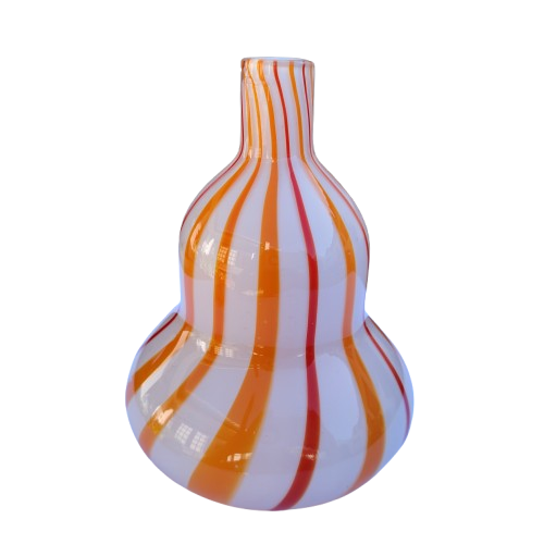 Gourd-shape Orange Red Swirl Glass Vase