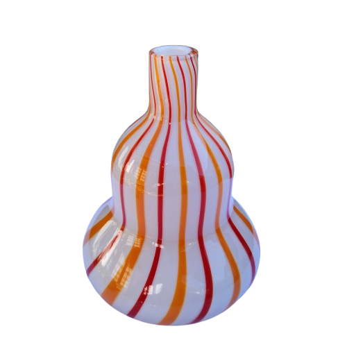 Gourd-shape Orange Red Swirl Glass Vase