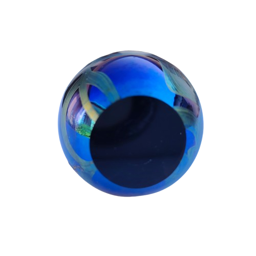 Iridescent purple & pink egg-shaped glass paperweight