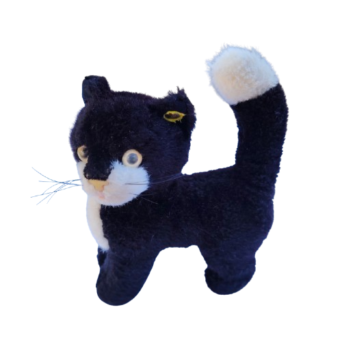 Dossy vintage Steiff black and white cat toy