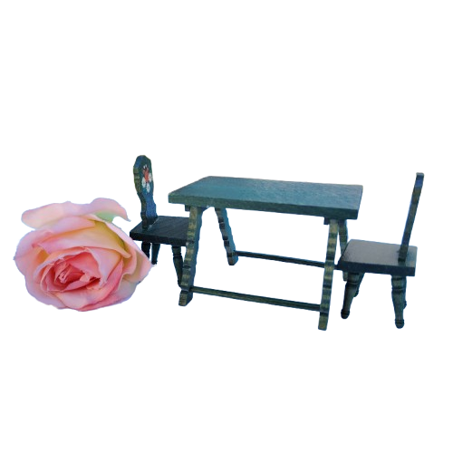 Original vintage wooden doll furniture table and chairs