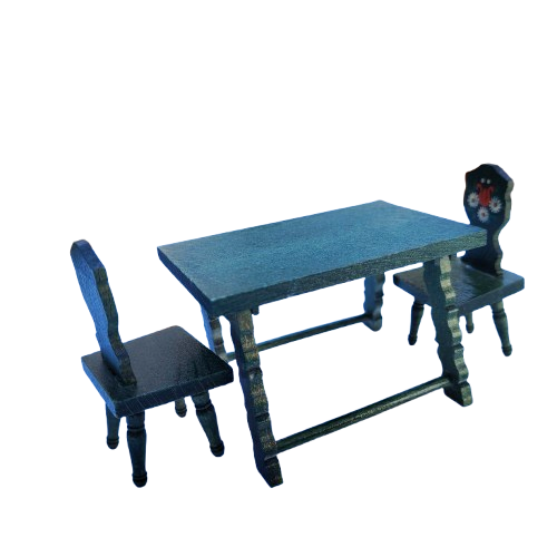 Original vintage wooden doll furniture table and chairs