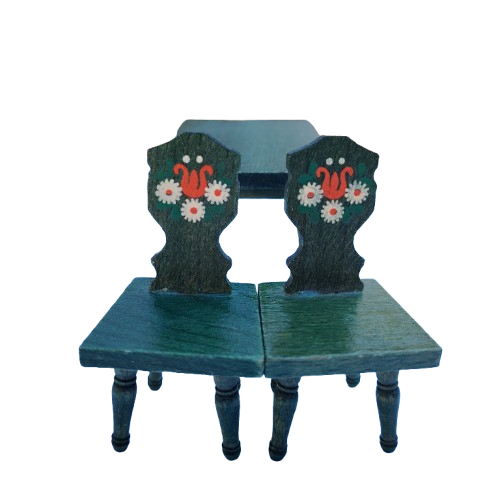 Original vintage wooden doll furniture table and chairs