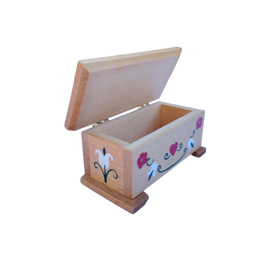 Original vintage wooden doll furniture hinged chest