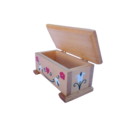 Original vintage wooden doll furniture hinged chest