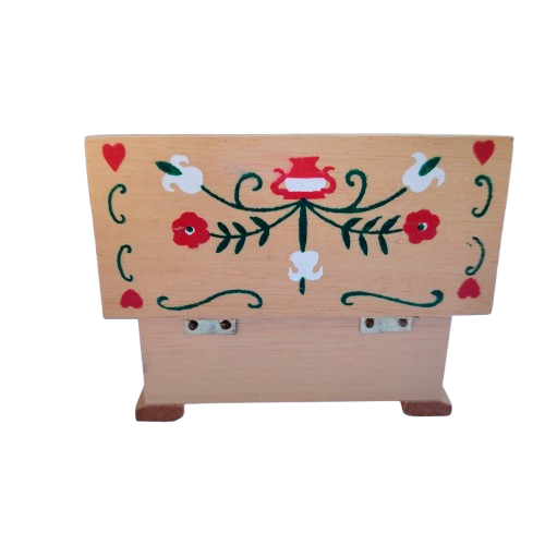 Original vintage wooden doll furniture hinged chest