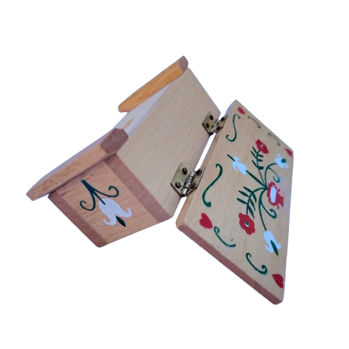 Original vintage wooden doll furniture hinged chest