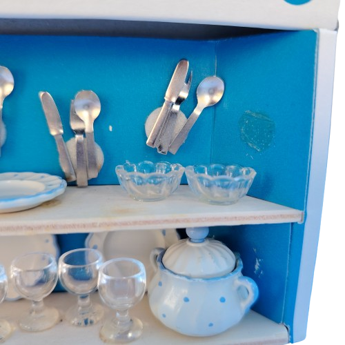 Original vintage Bodo Henning doll furniture blue and white dinner service