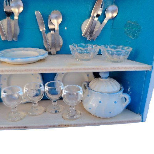 Original vintage Bodo Henning doll furniture blue and white dinner service