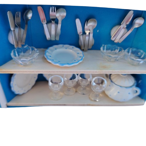 Original vintage Bodo Henning doll furniture blue and white dinner service