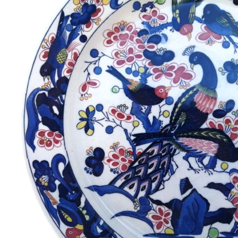 Japanese Peacock & Bird Extra Large Ceramic Charge