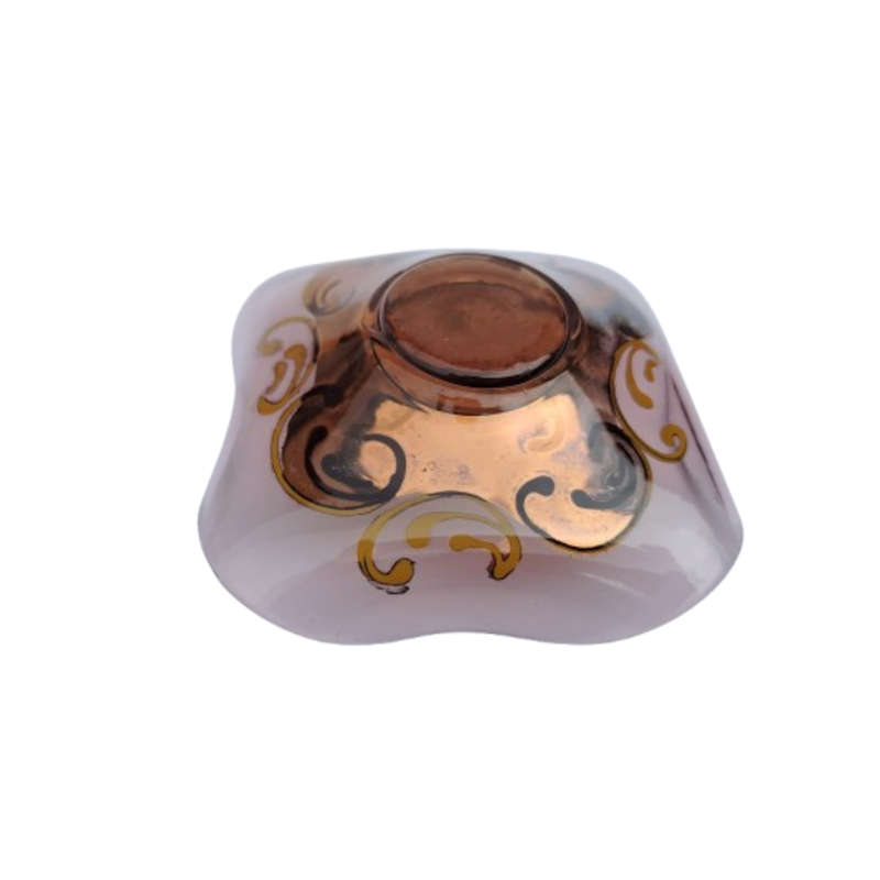 Bohemian Czech Glass Hand Painted Gold Dish