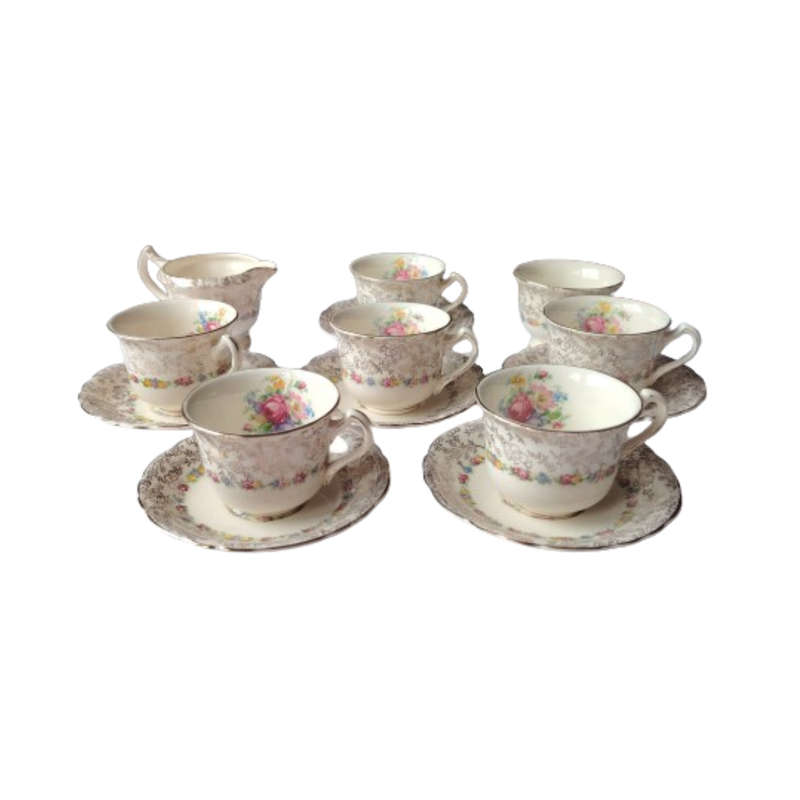 James Kent Fine Bone China Tea Set Hand Painted Flower Decoration