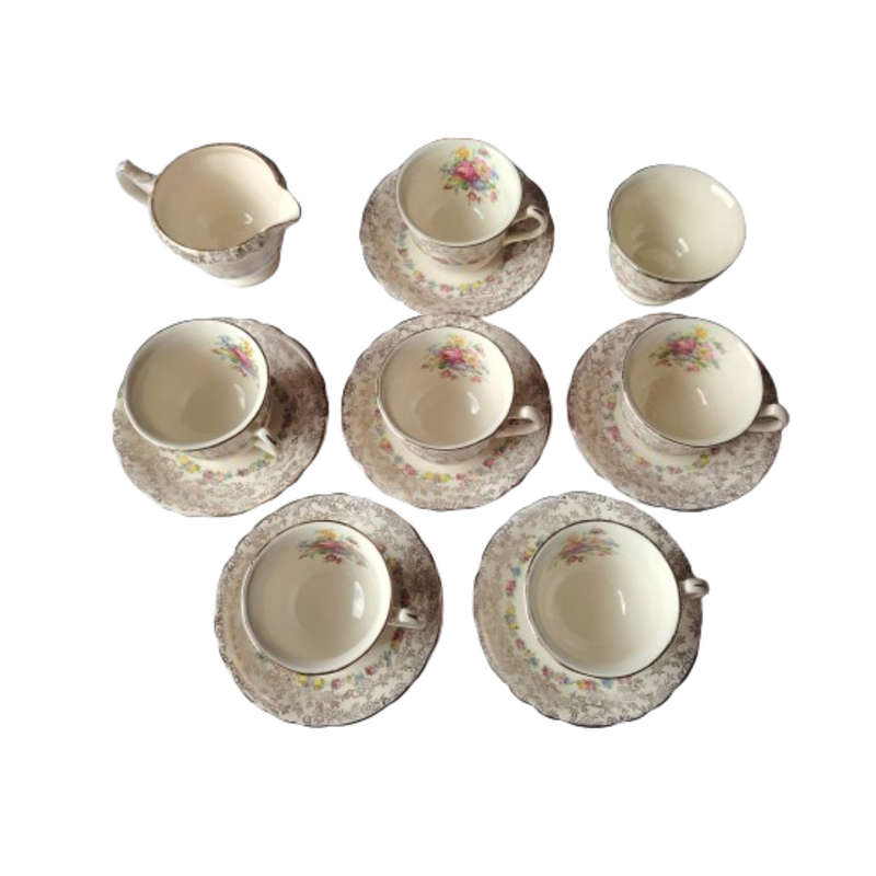 James Kent Fine Bone China Tea Set Hand Painted Flower Decoration