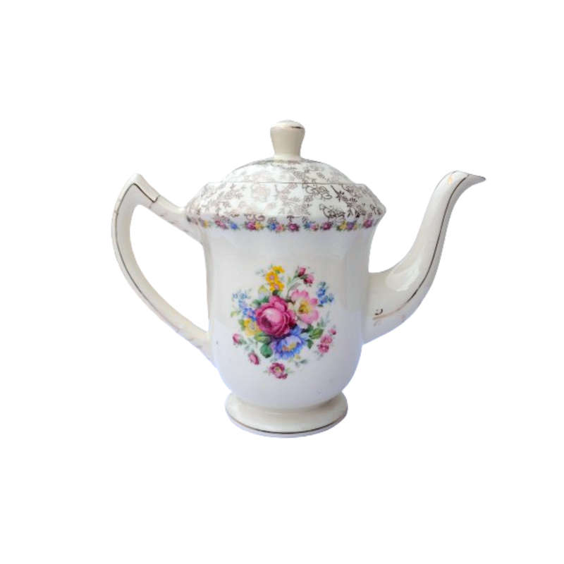 James Kent Fine Bone China Tea Pot Hand Painted Longton Flower Decoration