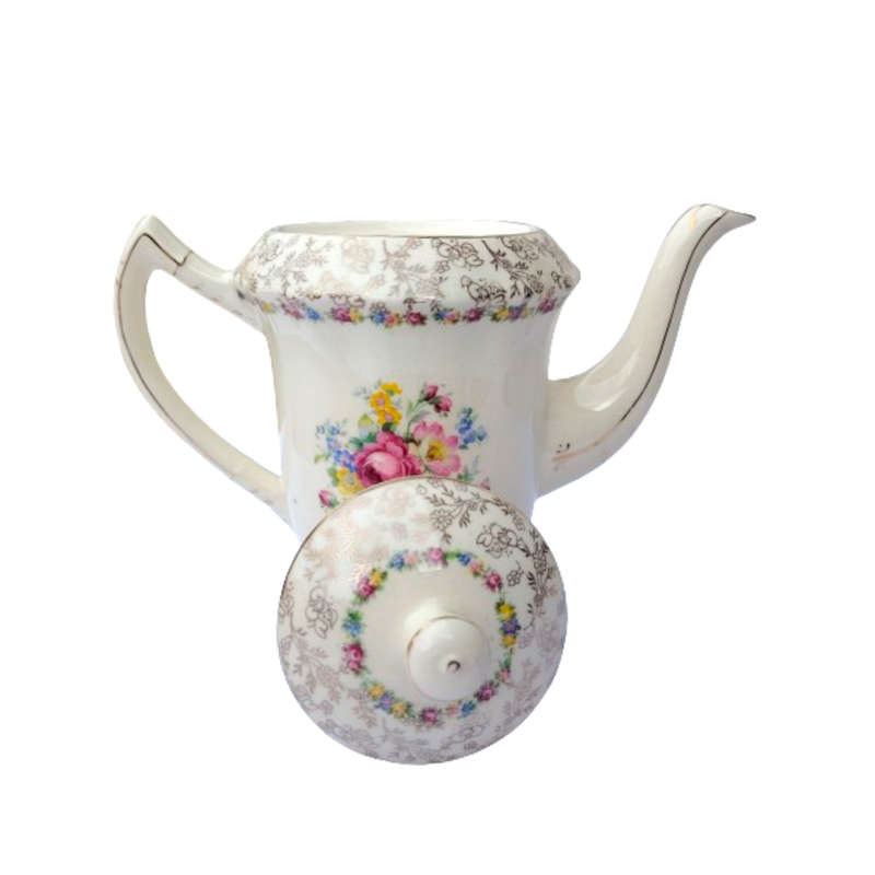 James Kent Fine Bone China Tea Pot Hand Painted Longton Flower Decoration