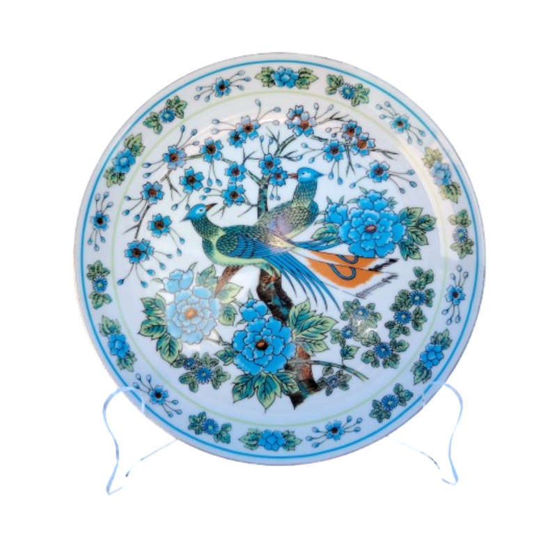 Japanese Imari Porcelain Blue Birds Round Plate