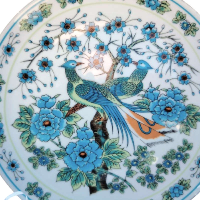 Japanese Imari Porcelain Blue Birds Round Plate