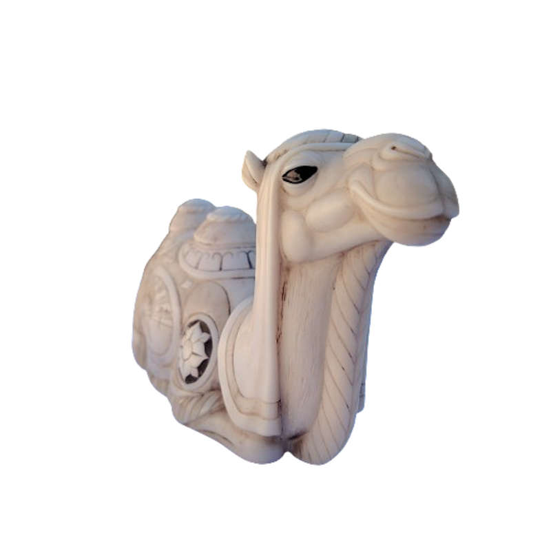 John Biccard Owl Camel Crushed Marble Sculpture