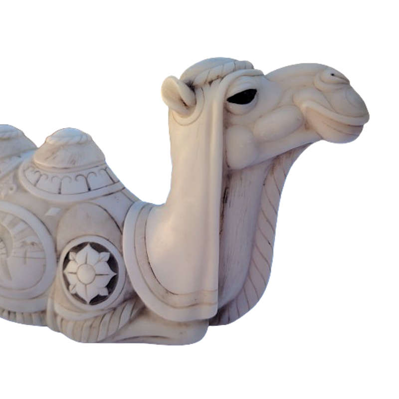 John Biccard Owl Camel Crushed Marble Sculpture