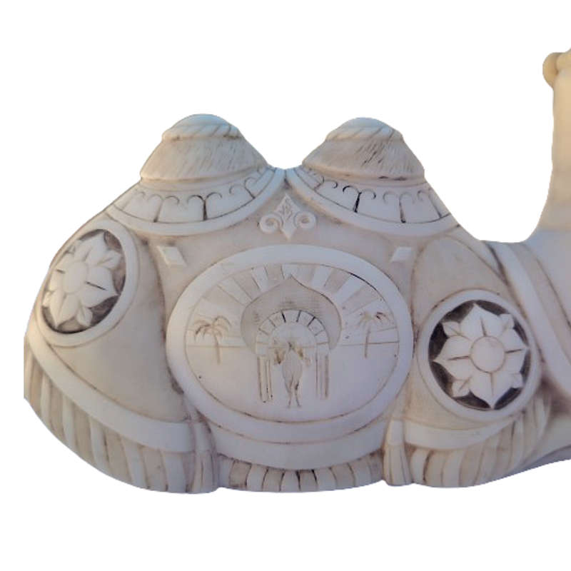John Biccard Owl Camel Crushed Marble Sculpture