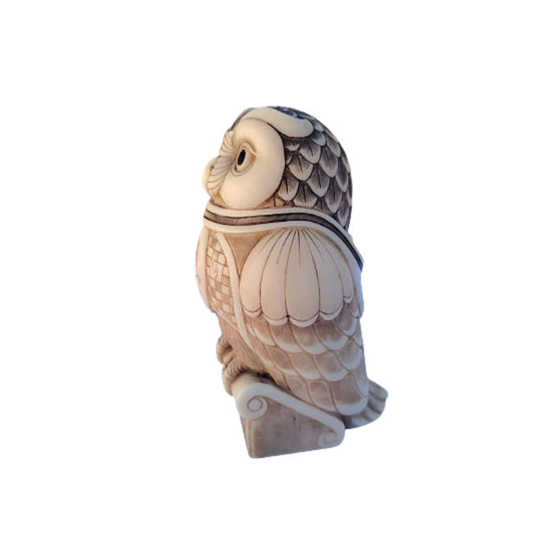 John Biccard Owl Michael Angelo Owl crushed marble sculpture