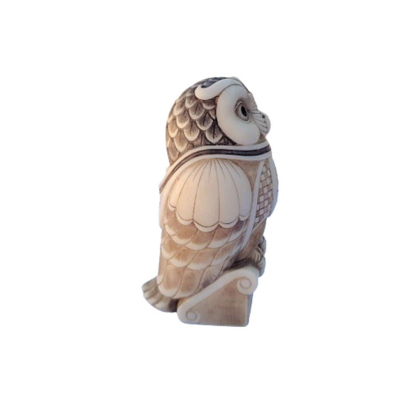 John Biccard Owl Michael Angelo Owl crushed marble sculpture
