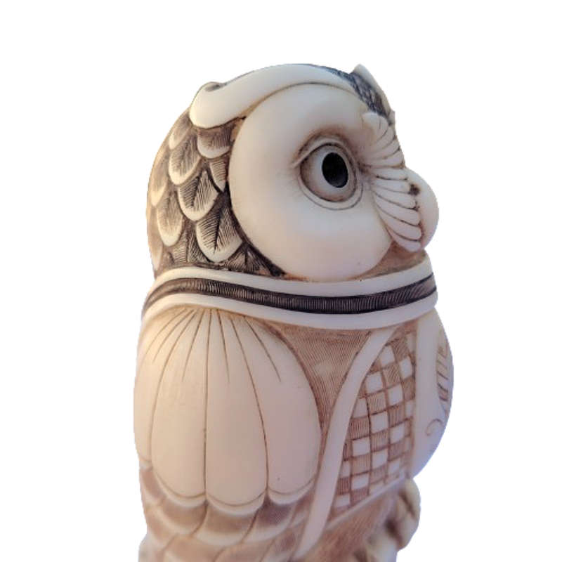 John Biccard Owl Michael Angelo Owl crushed marble sculpture