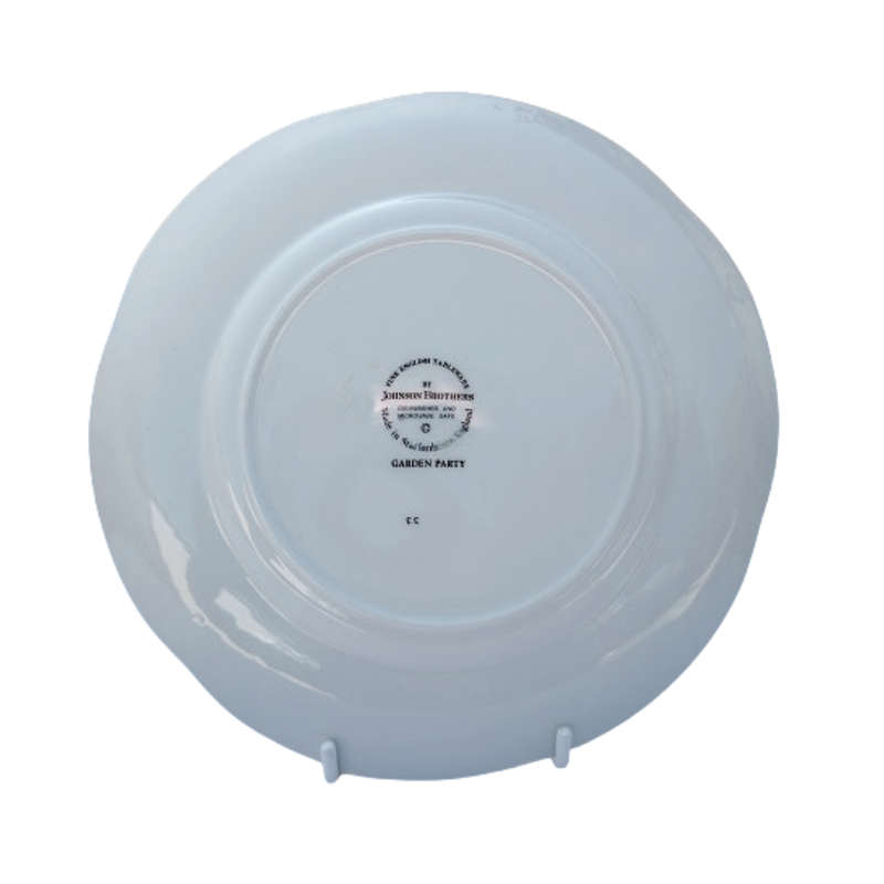 Johnson Brothers plate that is decorated in the Garden Party