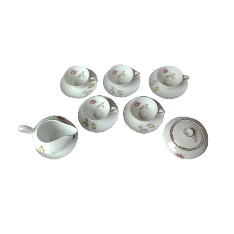KPM Krister Porcelain Tea Set Rose and Gold Trim
