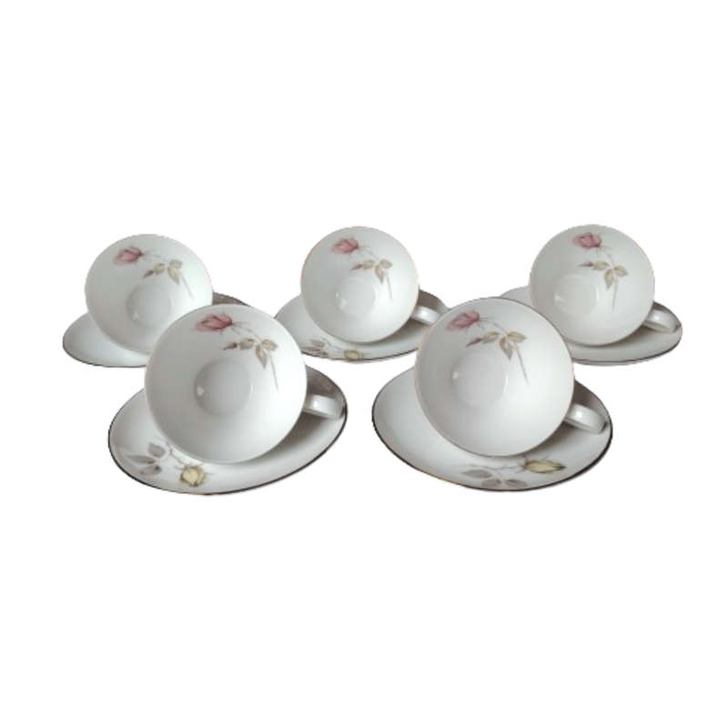 KPM Krister Porcelain Tea Set Rose and Gold Trim