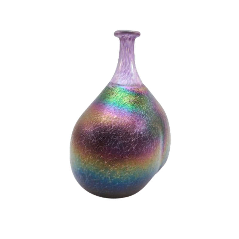 Kosta Boda Volcano iridescent glass vase by Bertil Valien