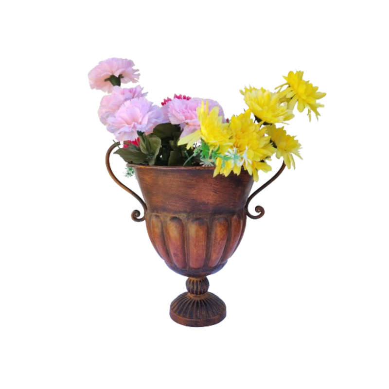 Large Metal Vase Urn with Handles