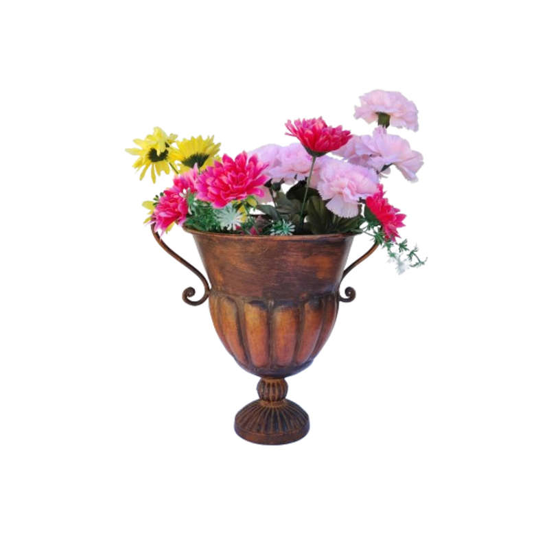 Large Metal Vase Urn with Handles