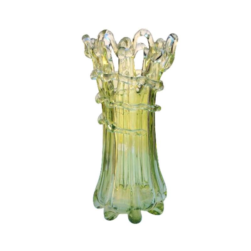 Bohemian Czech hand Blown Open Weave Art Glass Vase