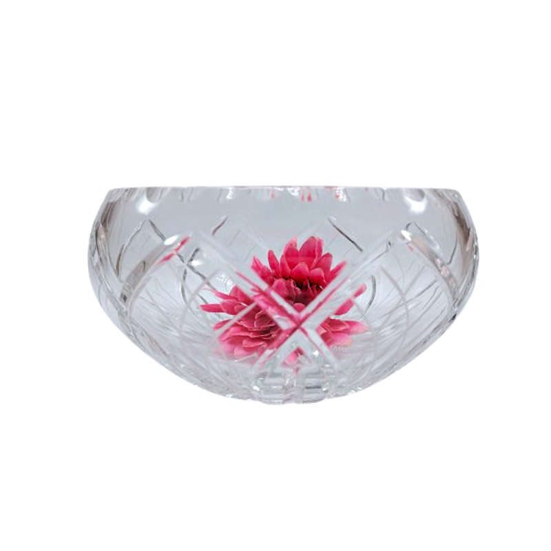 Great Quality Lead Cut Crystal Etched Round Dish Bowl